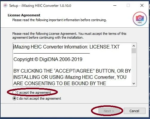 iMazing HEIC Converterのインストール画面