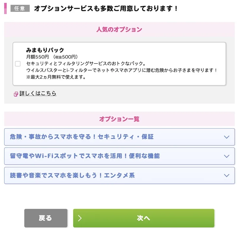 IIJmioのデータ通信SIMを申し込む際の質問「オプションサービス」