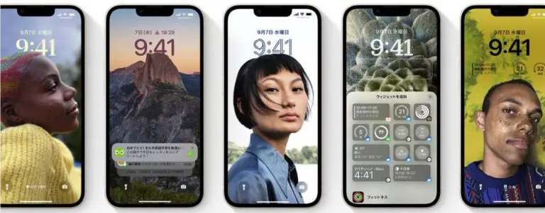 Apple公式サイトより引用した iOS16のロック画面カスタマイズ例